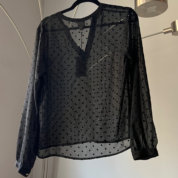 A New Day Target Black Sheer Polka Dot Top - Picture 2 of 4